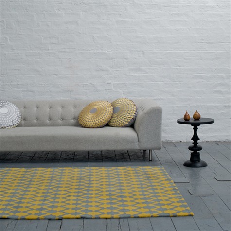 grey and yellow rug