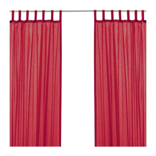 Red Ikea curtains