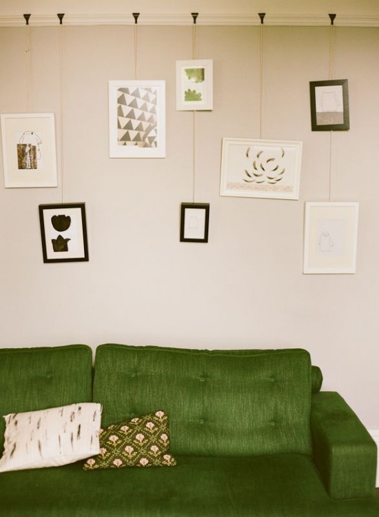 Lisa Stickley house| Green sofa