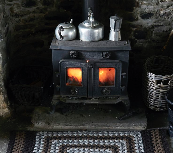 Wood burning stove cabin