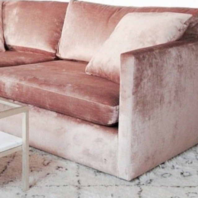 Pink velvet sofa